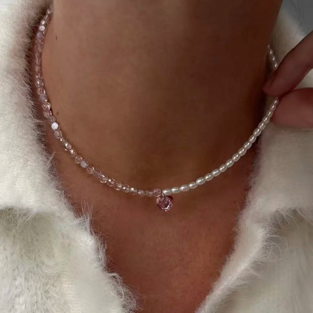 Crystal Tassel & Pearl Necklace