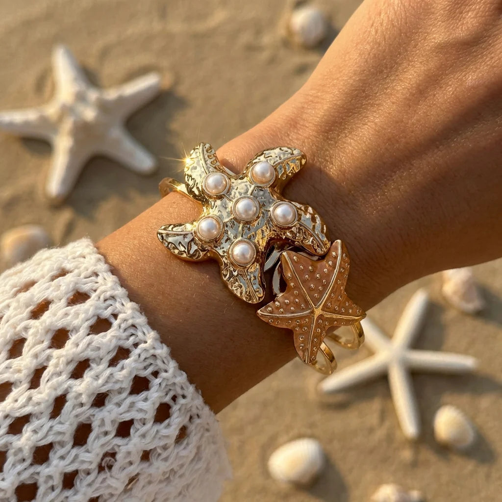 🌸 Bracelet Fleurs Douceur — Manchette Plaquée Or