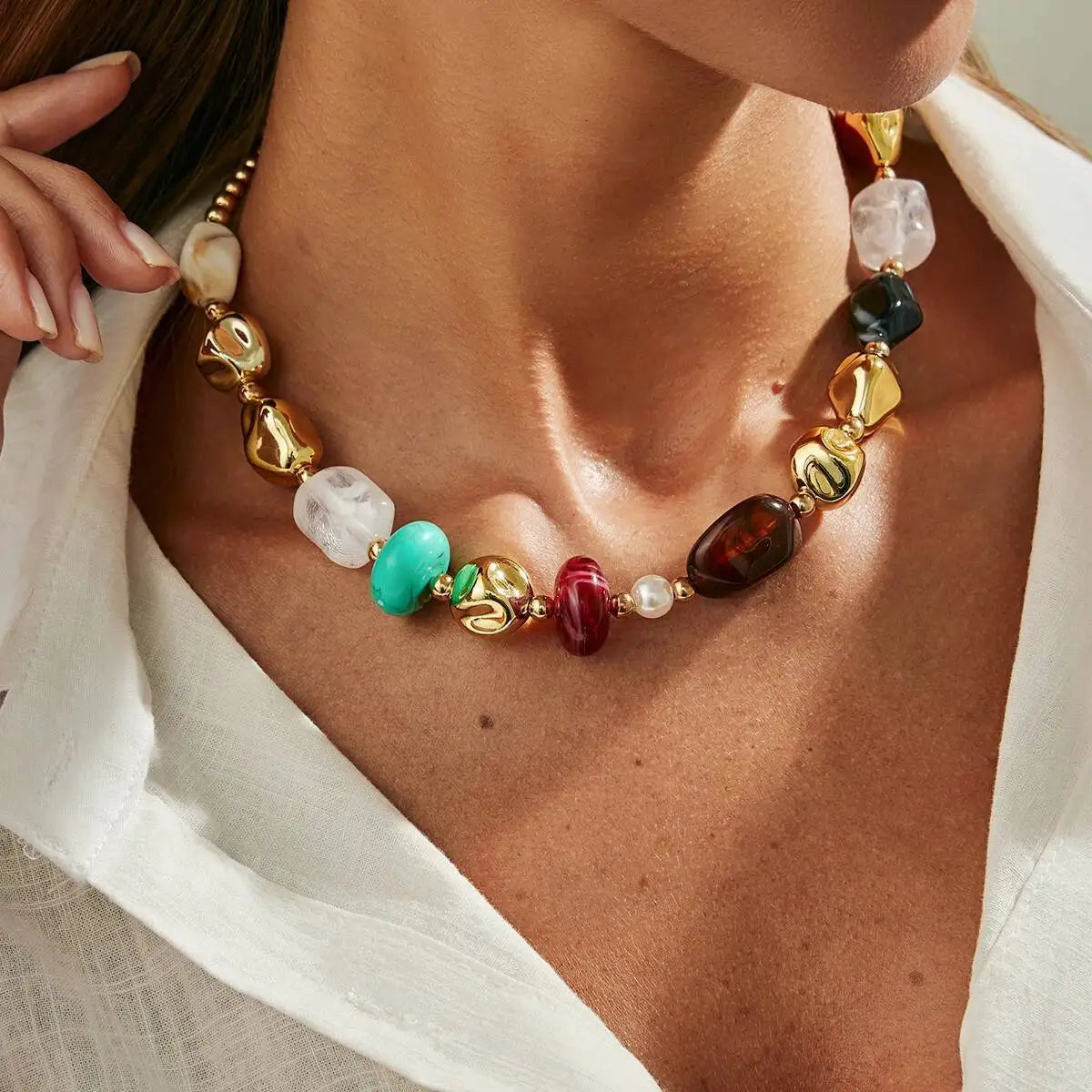 Boho Colorful Beaded Choker