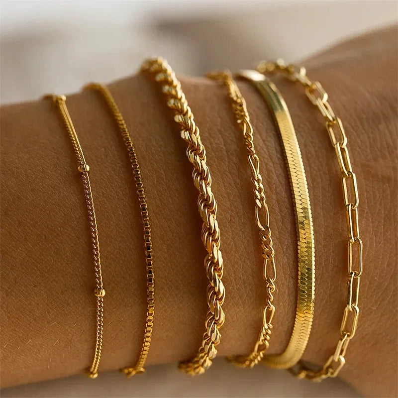 Set of 6 Twisted Chain Bracelets