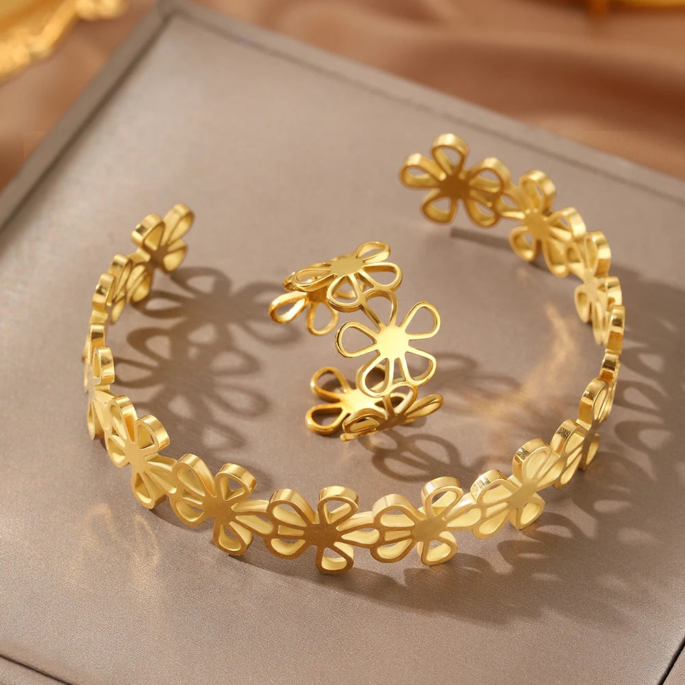 Ring & Bracelet Set Flowers