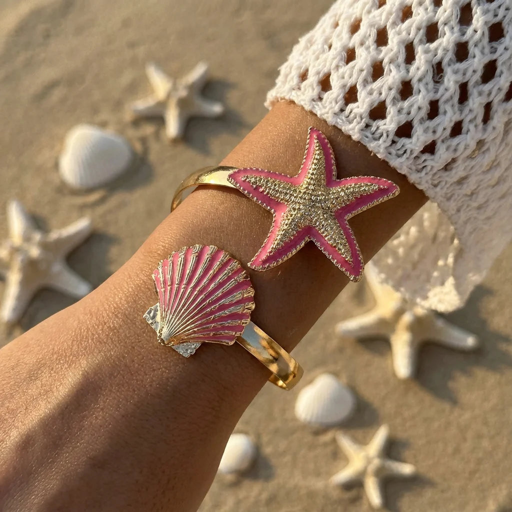 🌸 Bracelet Fleurs Douceur — Manchette Plaquée Or