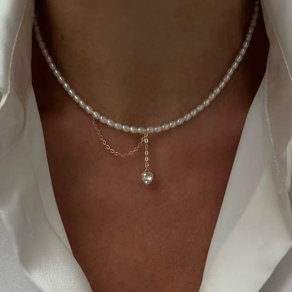 Crystal Tassel & Pearl Necklace