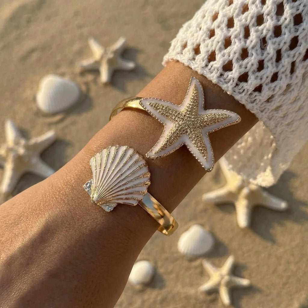 🌸 Bracelet Fleurs Douceur — Manchette Plaquée Or
