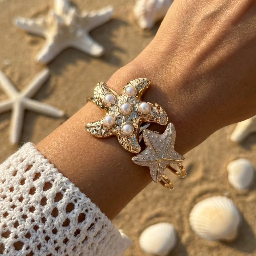 🌸 Bracelet Fleurs Douceur — Manchette Plaquée Or