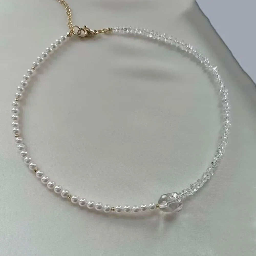 Crystal Tassel & Pearl Necklace
