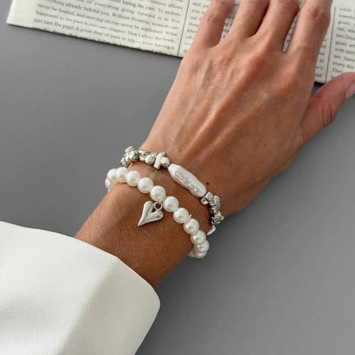 Beaded & Heart Duo Bracelets