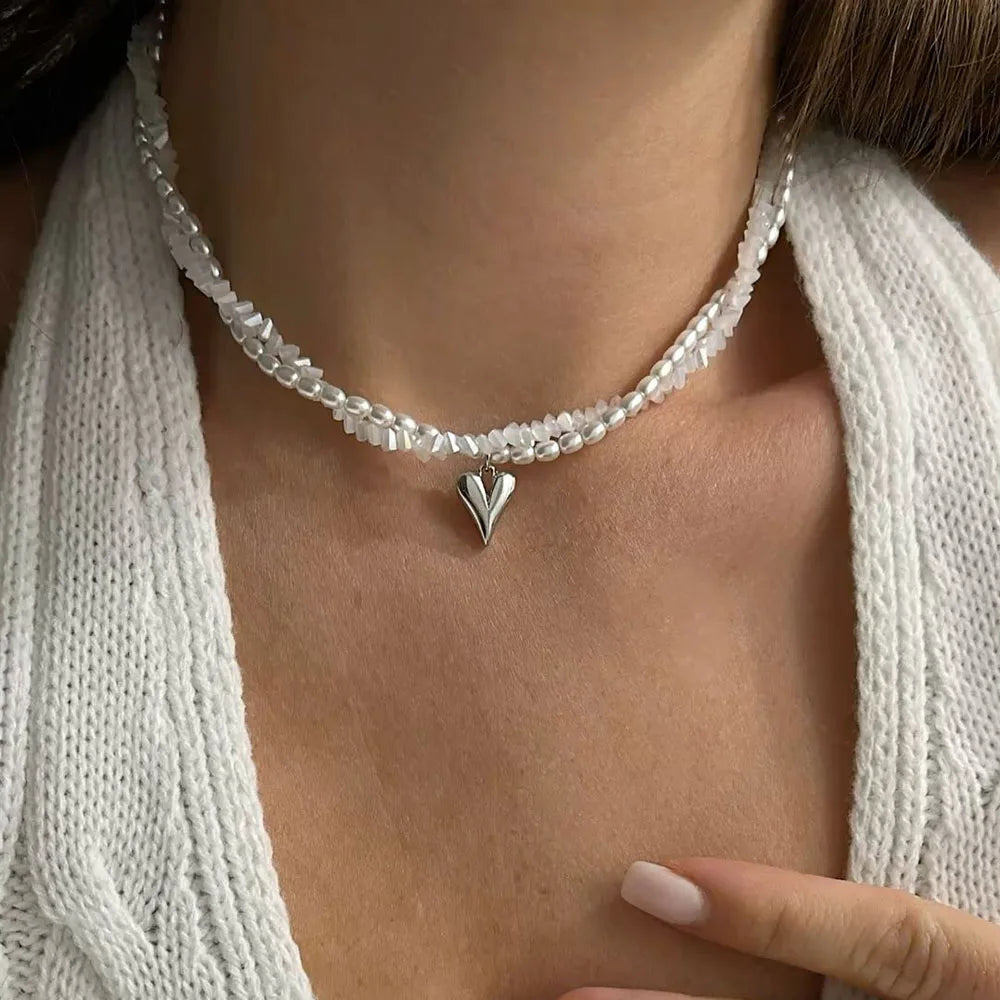 Crystal Tassel & Pearl Necklace